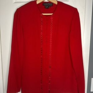 Cynthia Howie Red Button-Front Blazer/Blouse